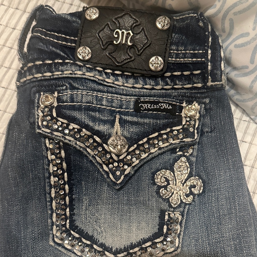 Miss Me Women's Dark Blue Rhinestone